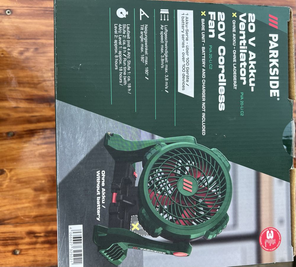 Ventilator portabil Parkside 20v