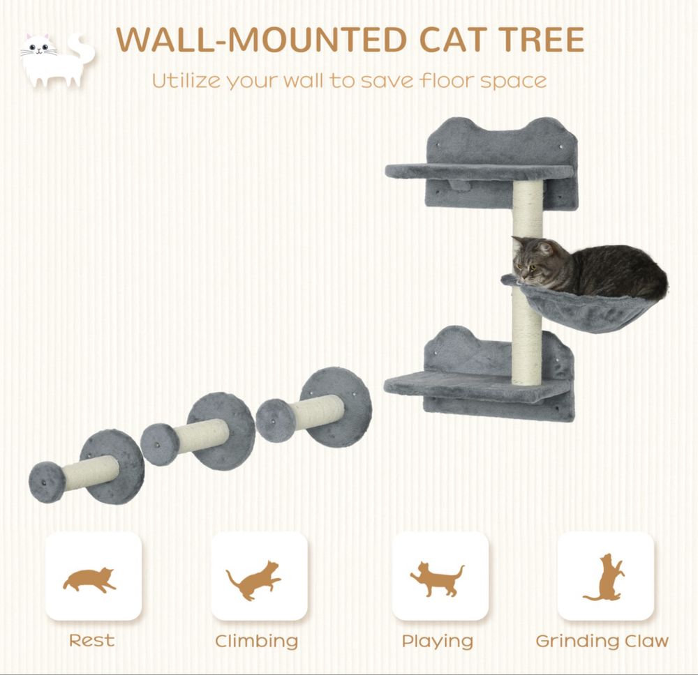 PawHut Рафт за котки от 4 части