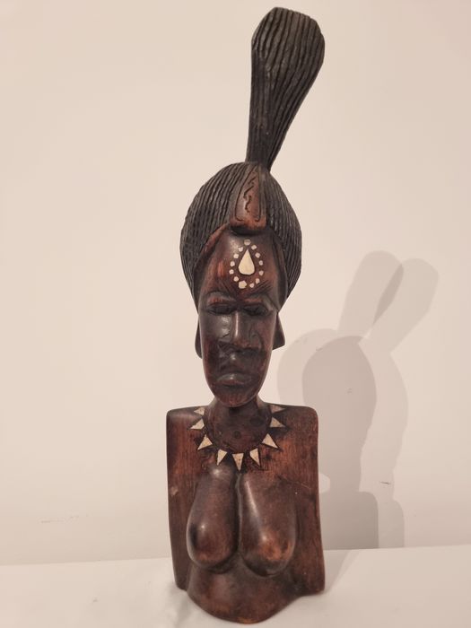Statueta bust femeie africana inserti fildes