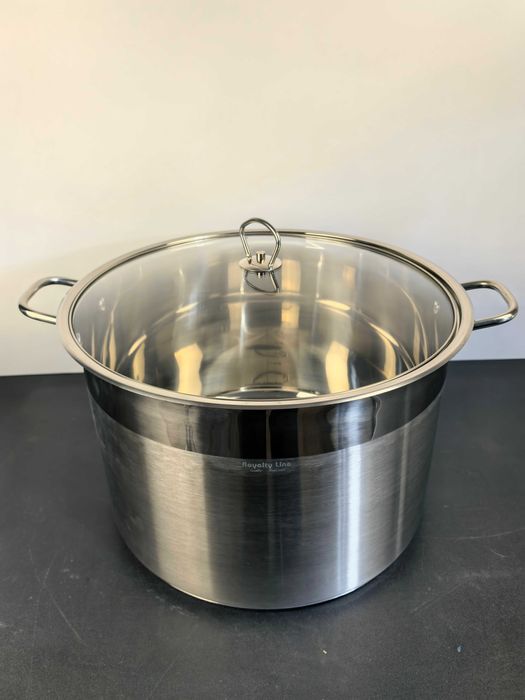 Oala inox 38x26 cm 30 litri cu capac sticla 350 lei