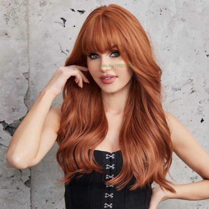 Кафява чуплива перука с бретон