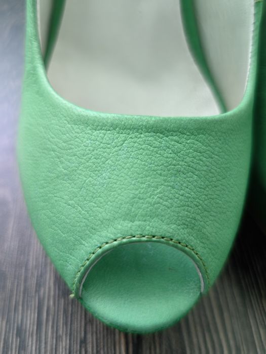 Сандали на висок ток, естествена кожа - Ingiliz