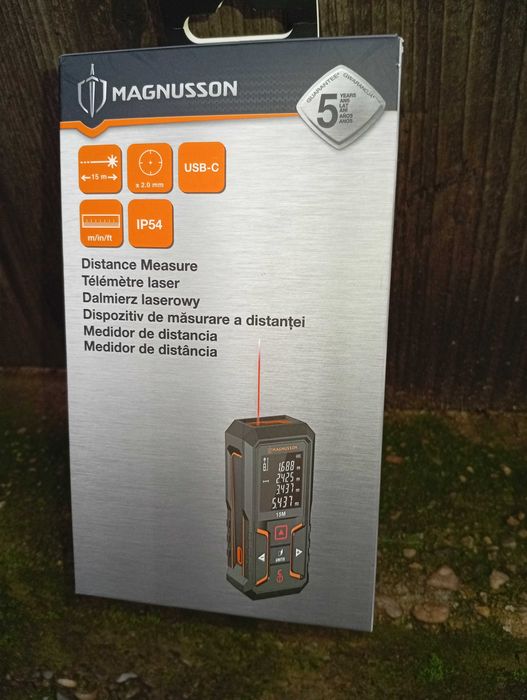 Magnusson Telemetru Laser  distanta 15m , USB-C , masurare in  m/In/ft