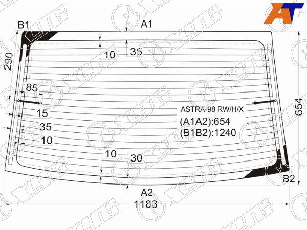 Стекло заднее с обогревом OPEL ASTRA G 4D 98-04/CHEVROLET VIVA 4D 04-0