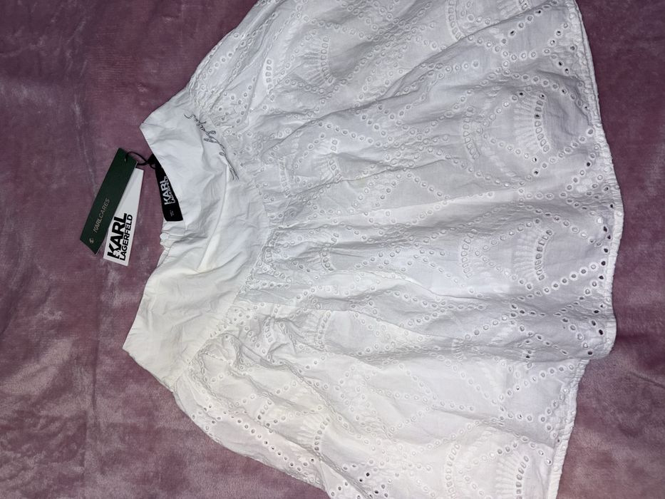 Fustă S 38 Alb Albă Karl Lagerfeld eticheta alb albă negru argintiu