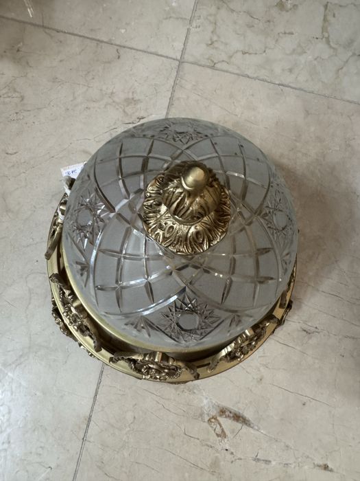 Plafoniera din bronz masiv- sticla