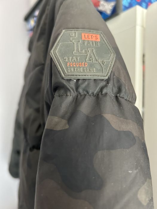 Сет детска пухенка и пухен елек в камуфлажен стил