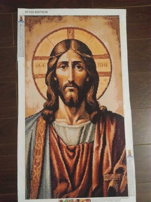 Icoană Iisus Hristos, goblen cu diamante