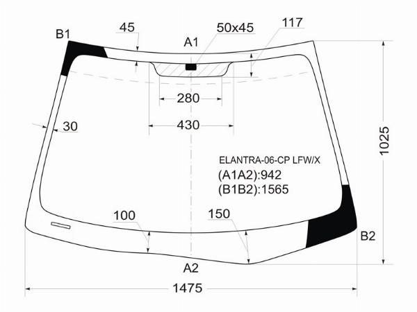 Стекло лобовое HYUNDAI AVANTE/ELANTRA 06-10 Hyundai Avante