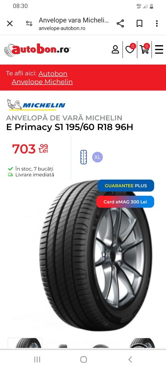 4 cauciucuri 195/60/18 Michelin dot 2022 noi