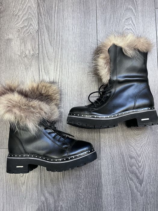 Дамски бото с естествен пух