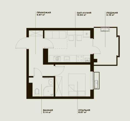 ЖК O'z Makon от Golden House 1в2/11/16 32м2