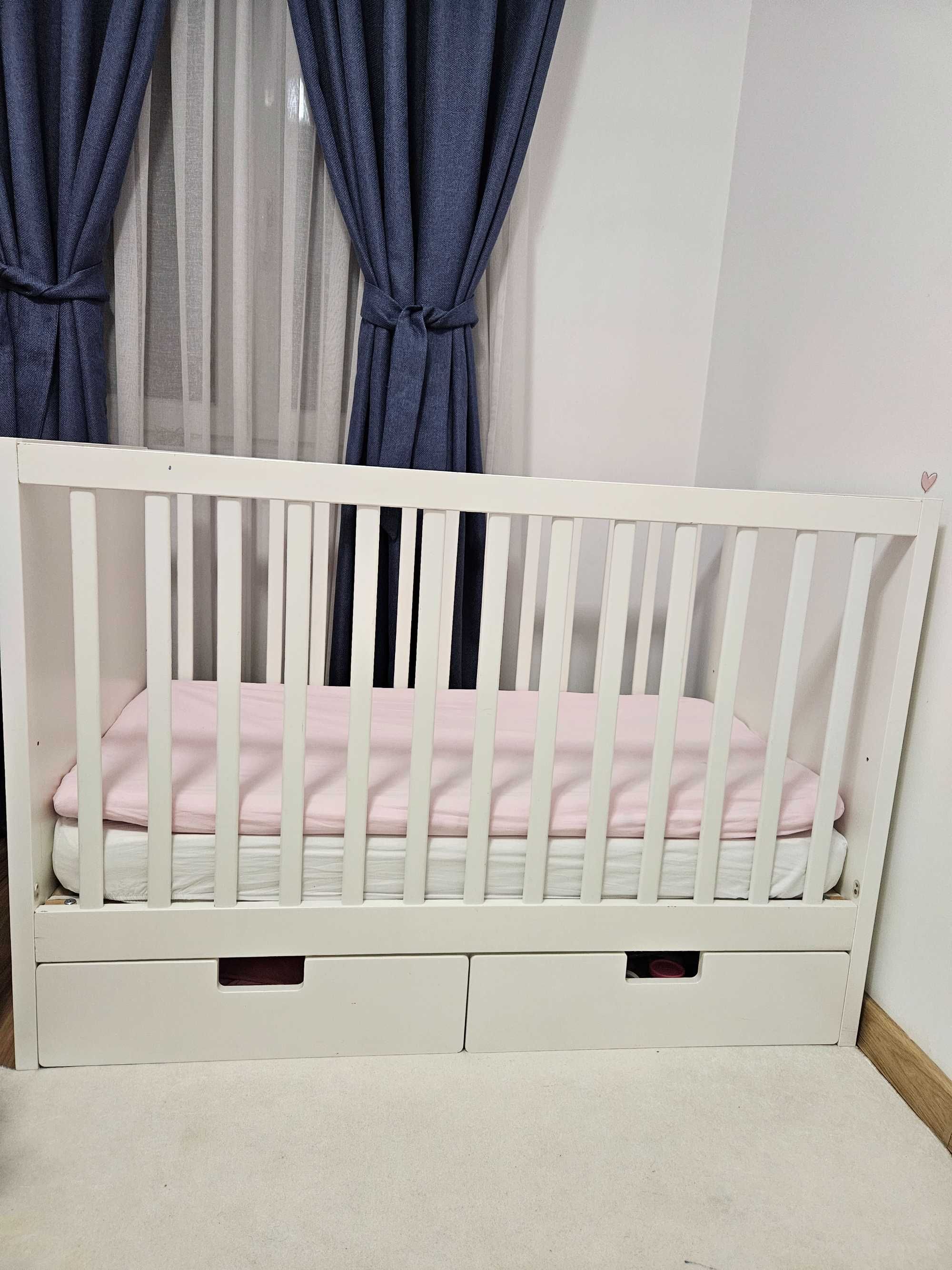 Patut+saltea bebe alb 125/65 cm-120/60