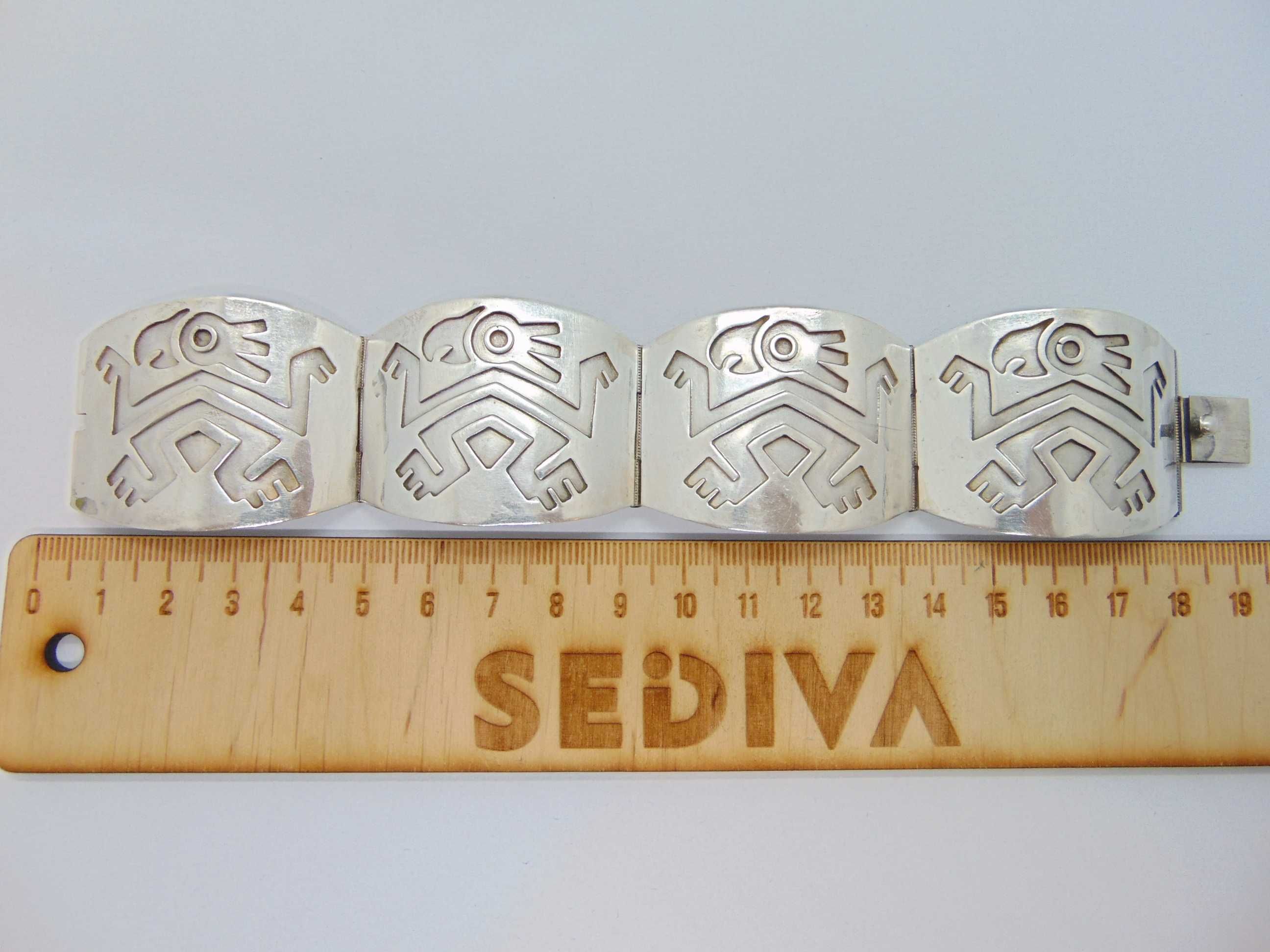 Bratara azteca din argint semnata MBR Mexic