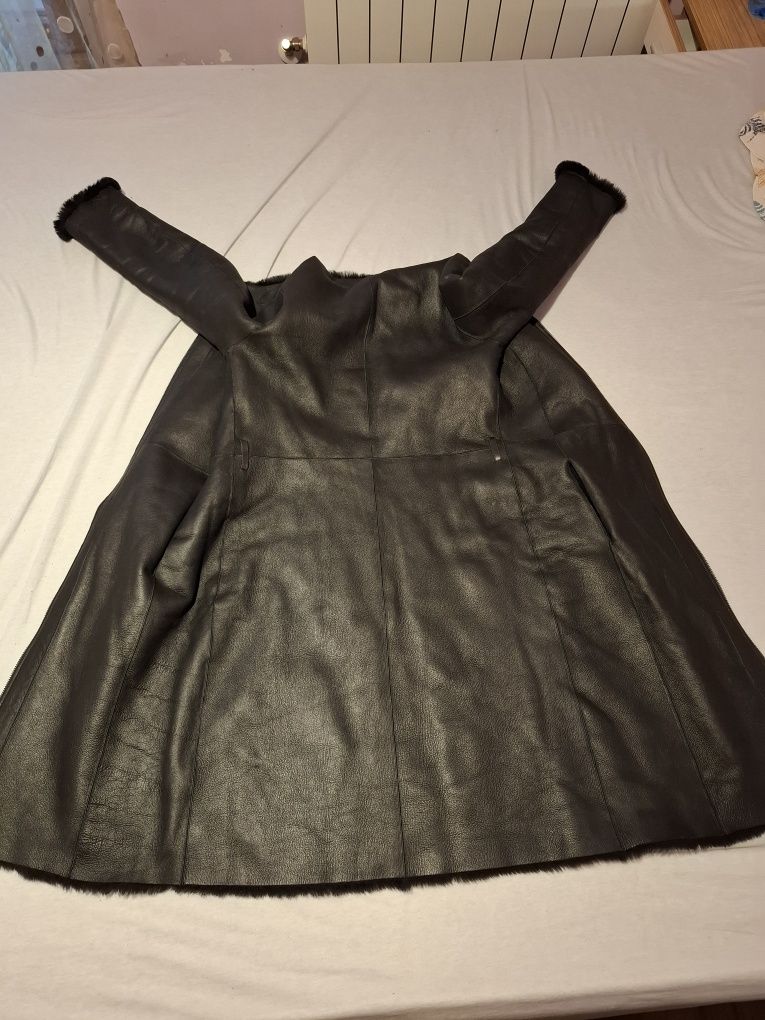 Дамски кожух от естествена кожа и каракул Massimo dutti