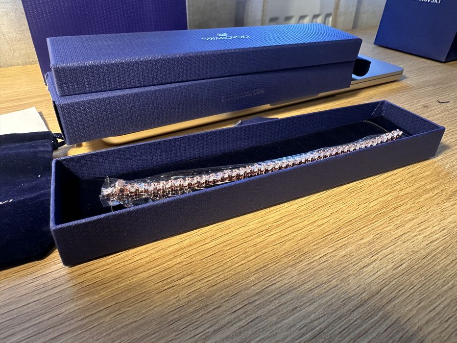 Bratara Swarovski tennis matrix rose gold
