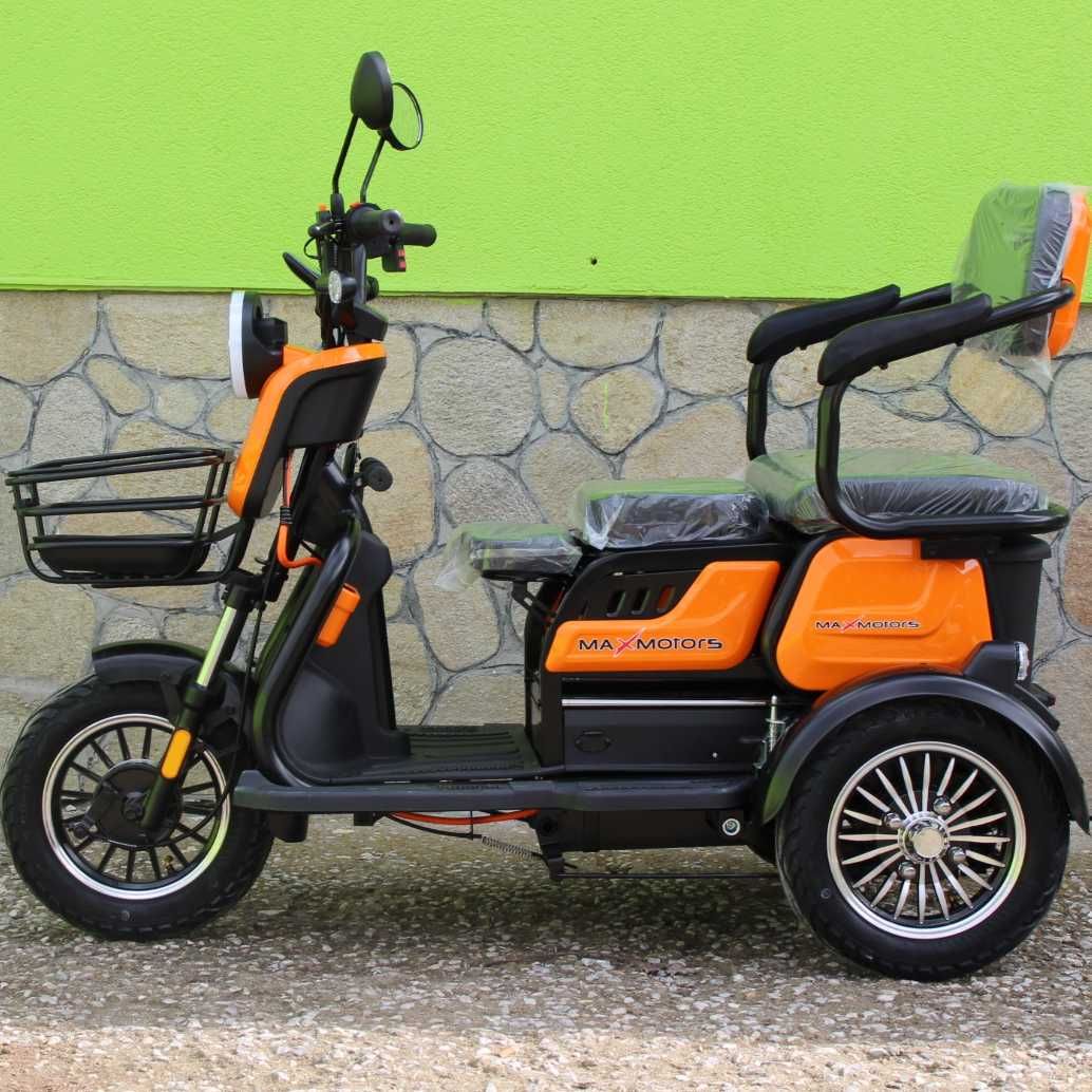 Триместна Електрическа Триколка MaxMotors X1, 1500W, 48V/20Ah, ORANGE