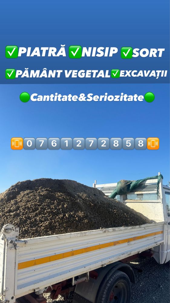 Pământ Negru-Vegetal,Nisip,piatră, sort+Servicii miniexcavator