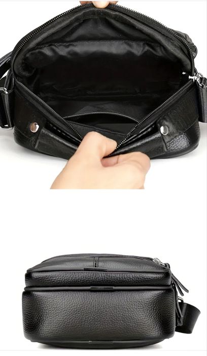 -10%Промоция• Мъжки елегантни и стилни ретро чантички/Черна ест. кожа!