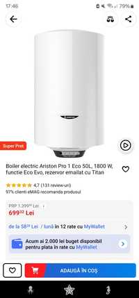 Boiler Ariston 50l in garantie/ca nou