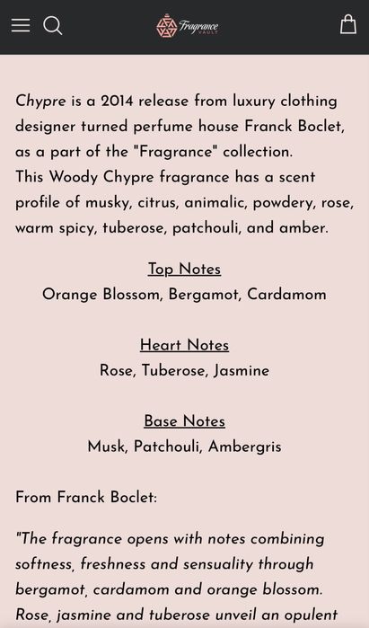 Parfum original Cypre