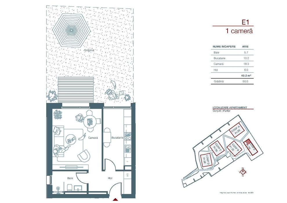 Apartament 1 camera cu gradina 50 mp, str. Stuparilor nr. 6, Timisoara