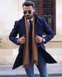 Palton slim 48 M premium Royal Class lana moale navy