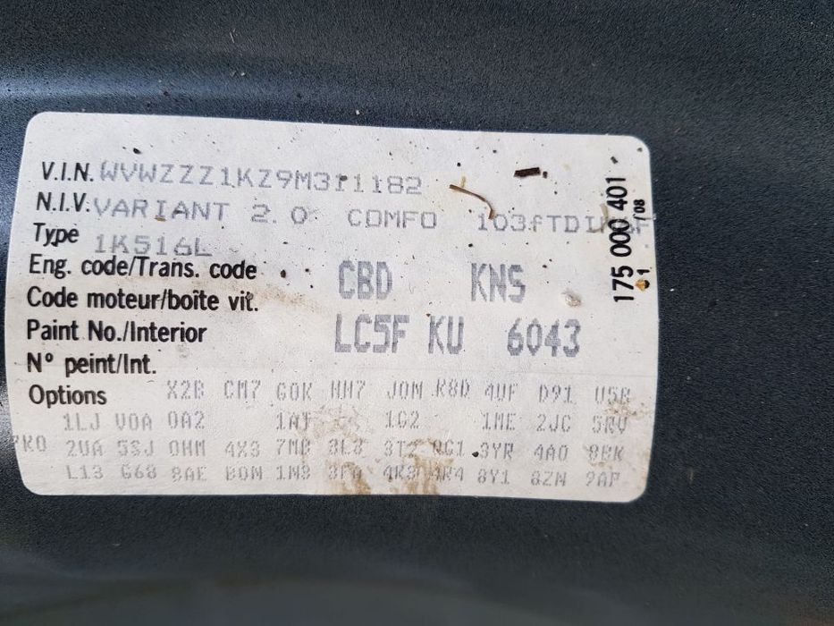 Cutie Viteze 6 Trepte Manuala VW Golf 5 Plus 2.0TDI 2004 - 2014 COD : KNS Proba Pe Masina