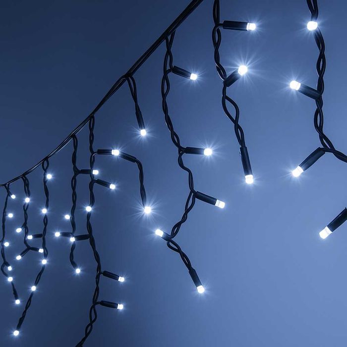 Професионални външни коледни лампички снежно сини 6м х 40-60-80см ФЛАШ