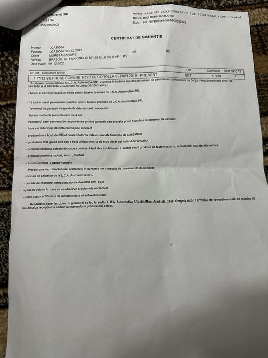 Huse Toyota Corolla 2023