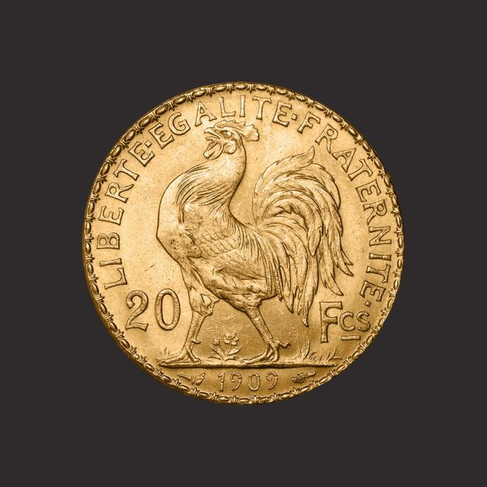 Moneda 20 franci francezi, Marianne, aprx.6,45gr. TVA 0%-IN STOC