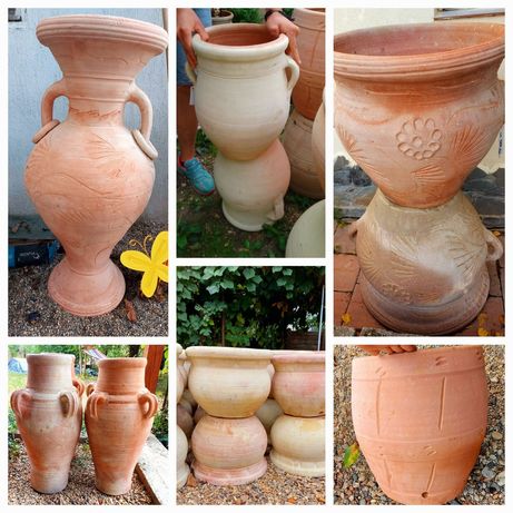 Amfore și ghivece din ceramică lucrate manual