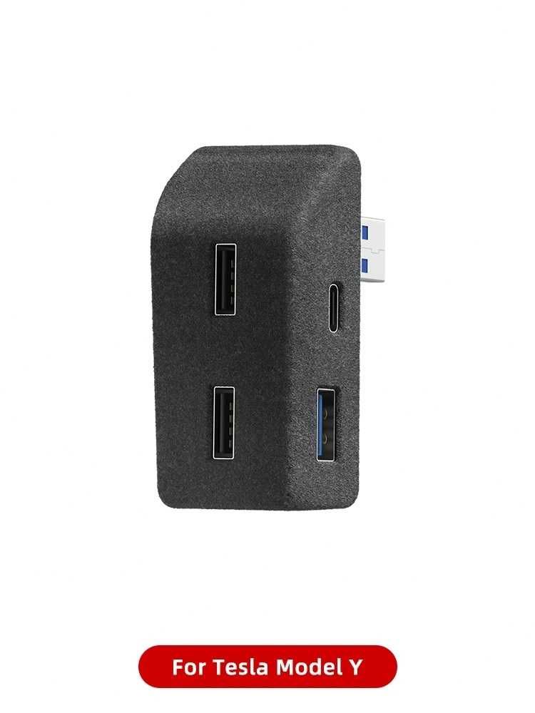 Hub USB cu 4 porturi (3 x USB + 1 x USB-C) pentru Tesla Model Y