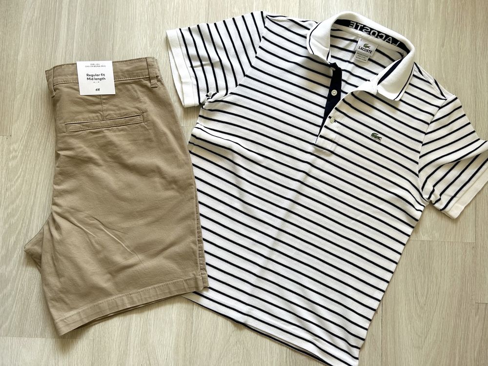 Нови къси панталони H&M и мъжка блуза/тишърт Lacoste L size