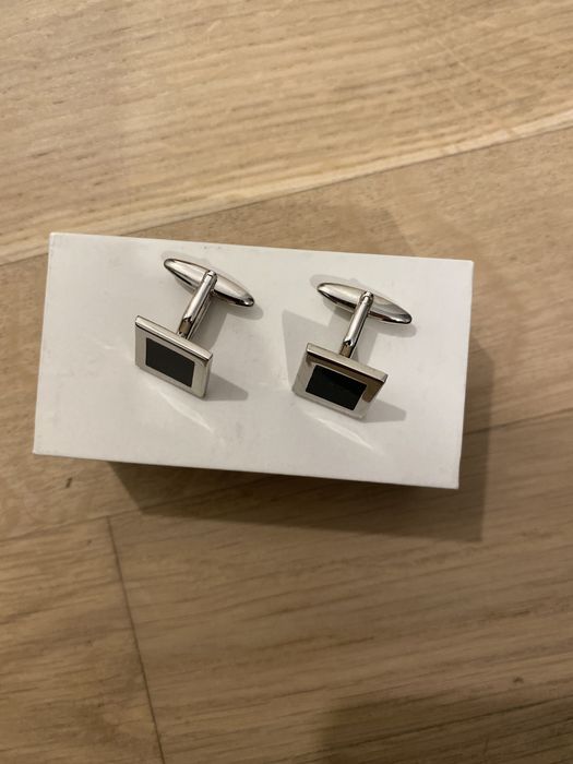 Butoni argintiu cu negru ox gemelos