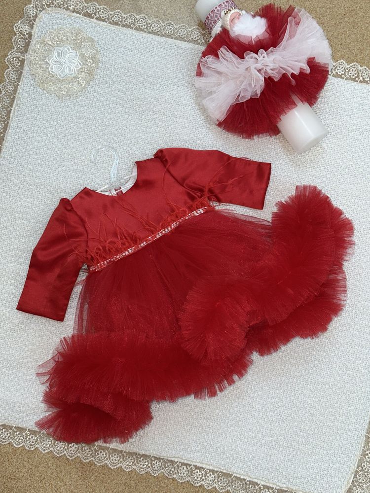 Rochie de fetita,diverse culori cu dantela si puf sau flori/0luni-5ani