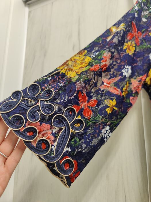 Cămașă/Rochiță, cu imprimeu floral și dantelă