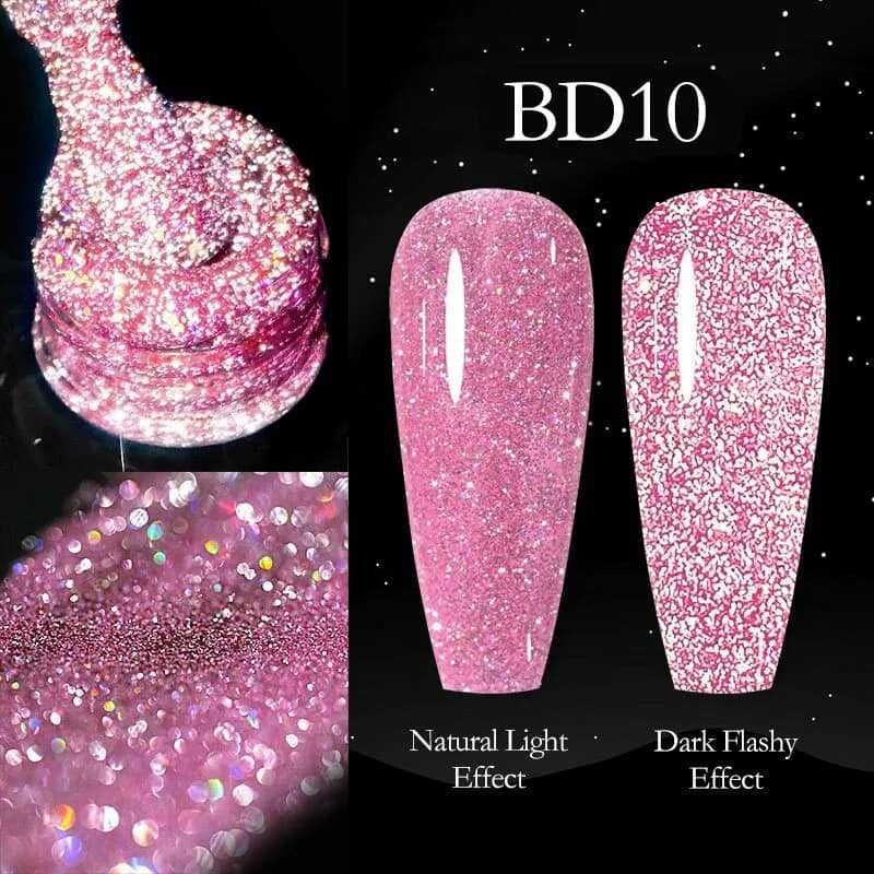 Venalisa светещ блестящ гел лак неон / серия Reflective Glitter