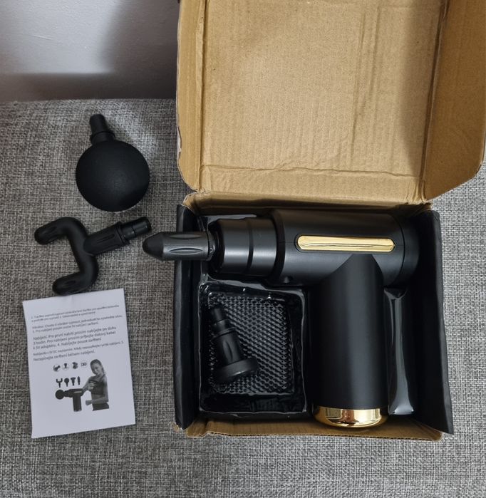 Aparat pentru masaj profesional tip pistol, cu 4 capete, 6 viteze