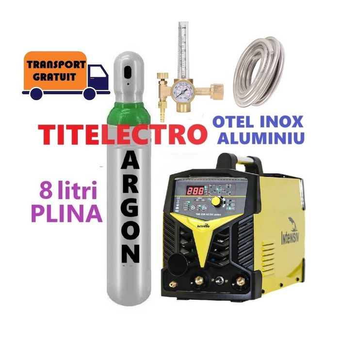 Aparat sudura aluminiu TIG 200P AC DC INTENSIV + tub argon + reductor
