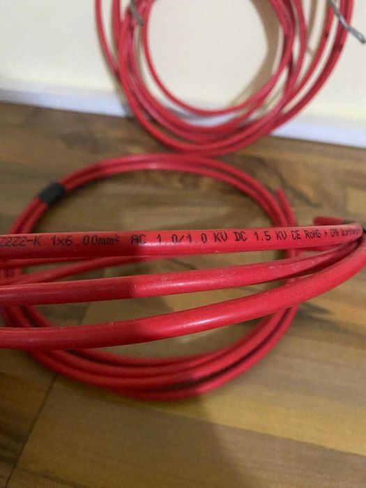 Соларни кабели (червен и черен) + удължителен кабел – използвани