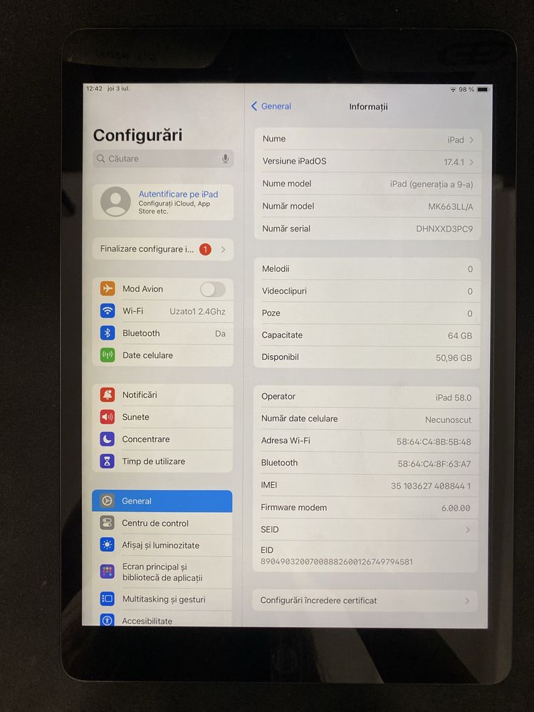 iPad 9th Gen 64GB Cellular ID-XXL289