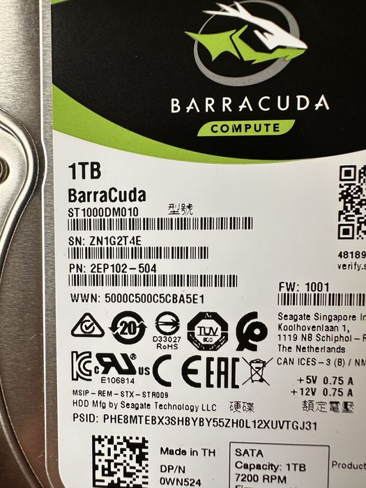 Комплект SSD HDD Памети 16 GB 2х8 DDR 4 2933MHZ HDD 1TB + Nvme 512gb