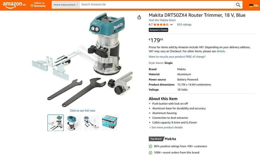 Masina de frezat Makita DRT50ZX4