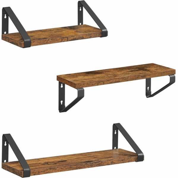 Set 3 rafturi de perete Vasagle, stil vintage industrial, maro/negru