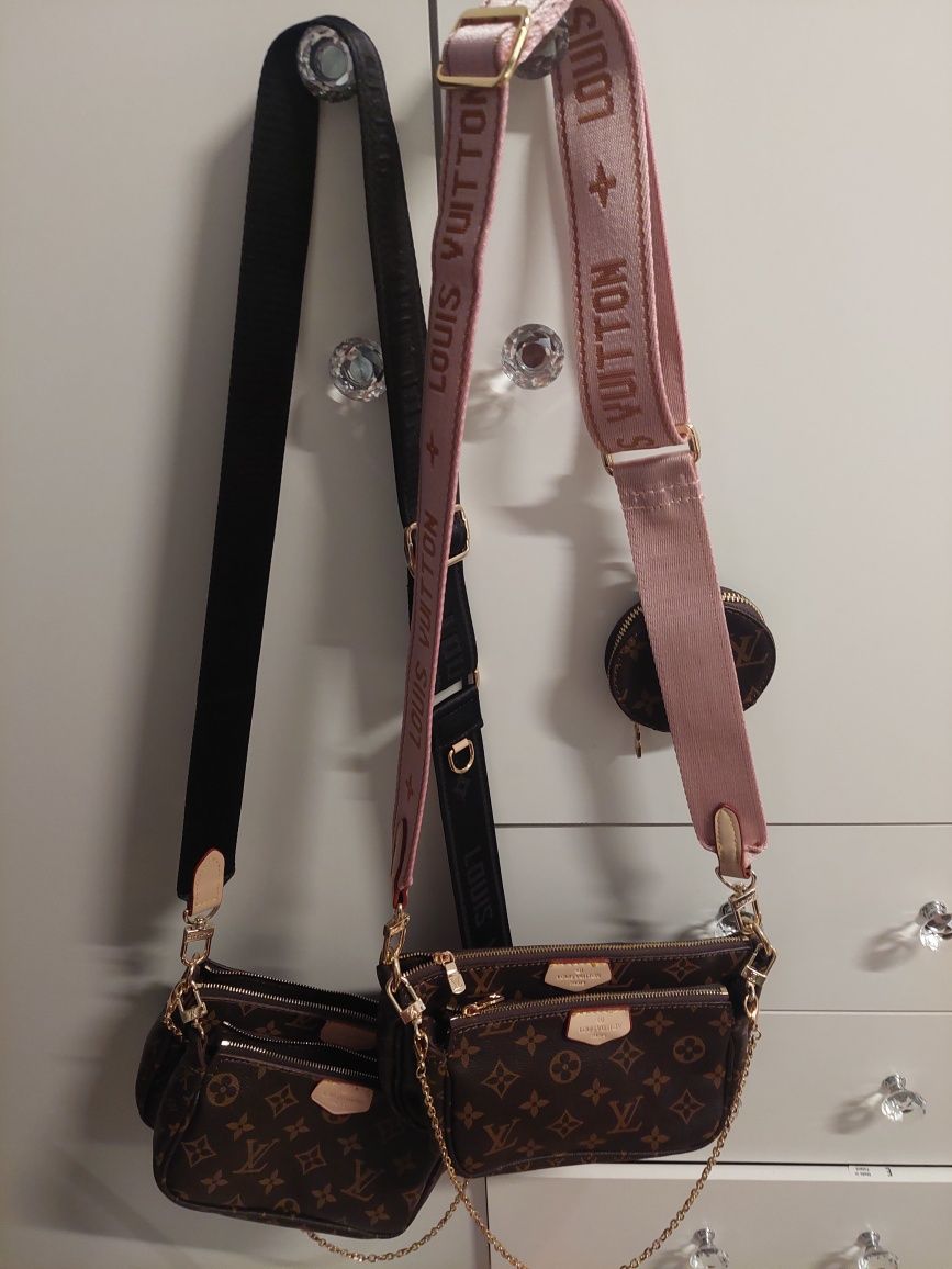 Geanta/Portofel Louis Vuitton Curea Roz 3 piese LV