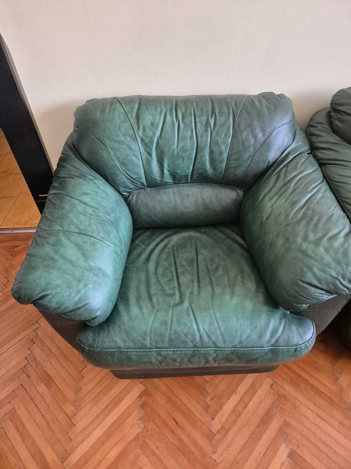 Canapea de piele si fotoliu