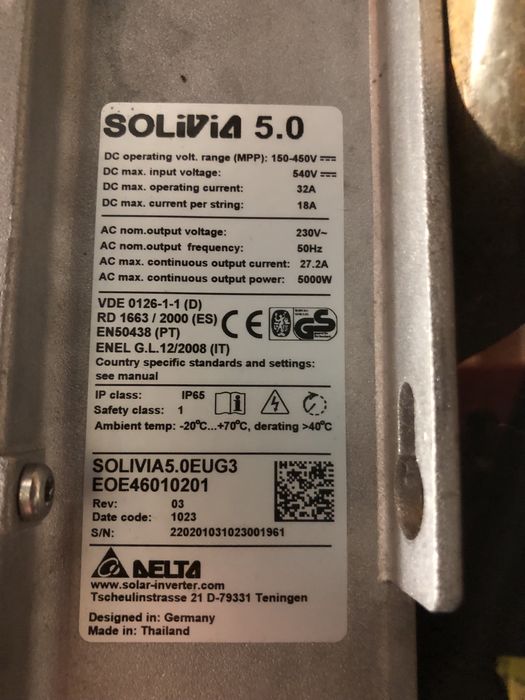 Invertor on-grid monofazat DELTA SOLIVIA EU G3 5kW