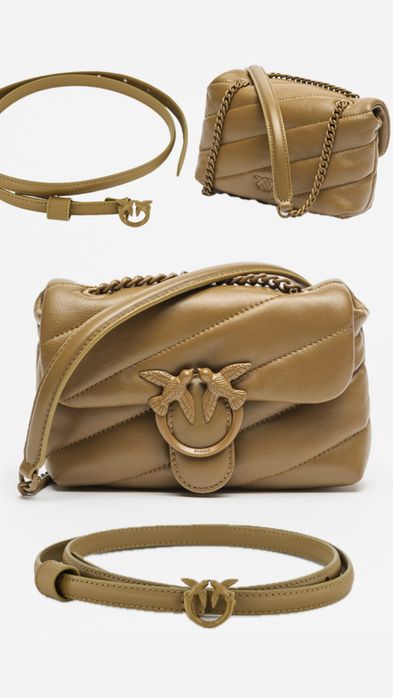 Pinko комплект: Чанта Love Puff и колан Love Berry в каки