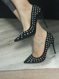 Pantofi ALDO Ocazie/Nunta/Botez Negri Cu Pietre Toc Stiletto Mărime 38